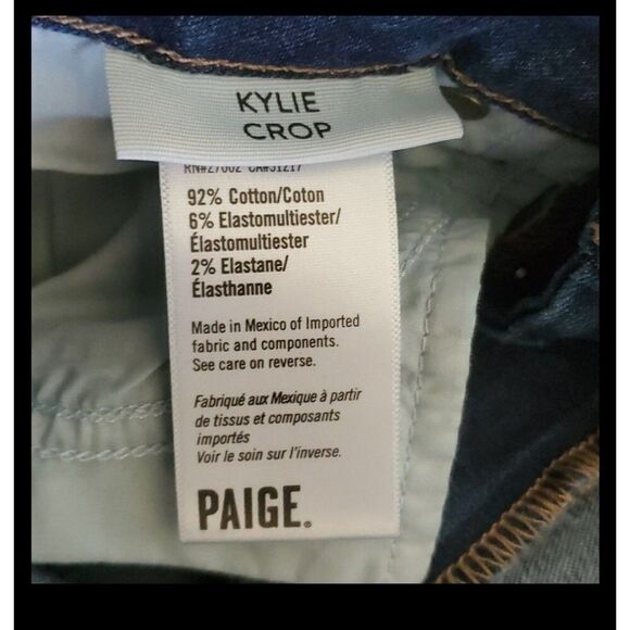 Paige Kylie jeans women's size 0 size 25 blue demin crop cropped distressed - Picture 12 of 16